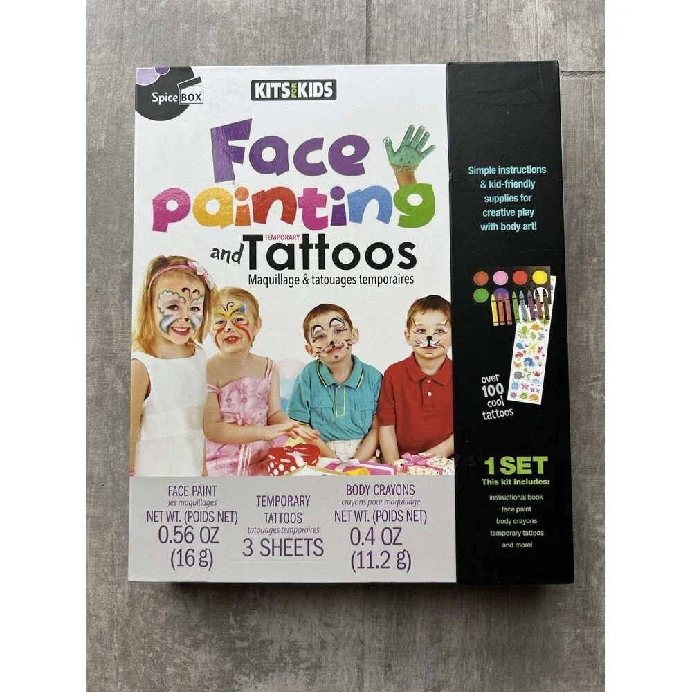 Children's Activity Kits for Face Painting & Tattoos Body Crayons Birthday Party